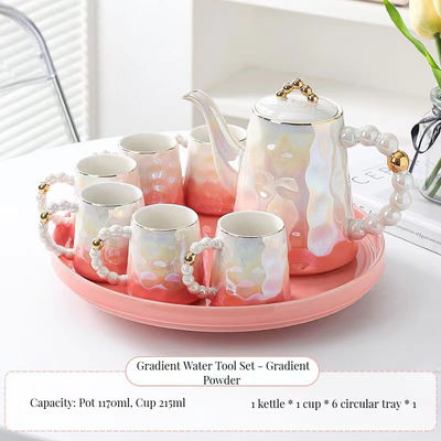 1300ml Volume Pink Pearl Shell Ceramica Tazza di Caffè e Piatto Set con Design Moderno Chic
