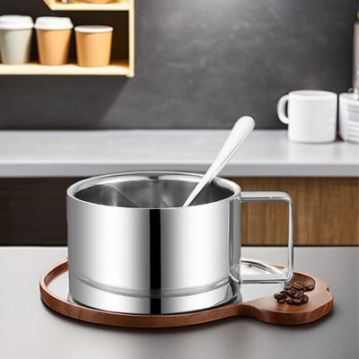Equipaggiamento per il caffè Elegant 304 in acciaio inossidabile e ceramica Set tazza con vassoio cucchiaio