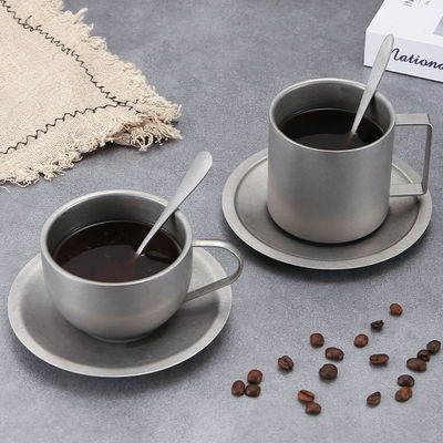 Equipaggiamento per il caffè Elegant 304 in acciaio inossidabile e ceramica Set tazza con vassoio cucchiaio