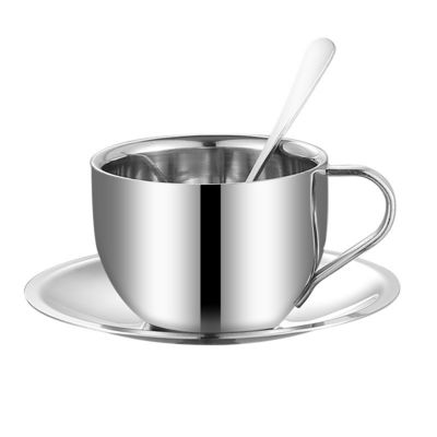 Equipaggiamento per il caffè Elegant 304 in acciaio inossidabile e ceramica Set tazza con vassoio cucchiaio
