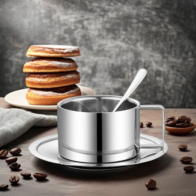 Set tazza da caffè per ufficio Tazza di porcellana ceramica con 304 cucchiaio in acciaio inossidabile e vassoio