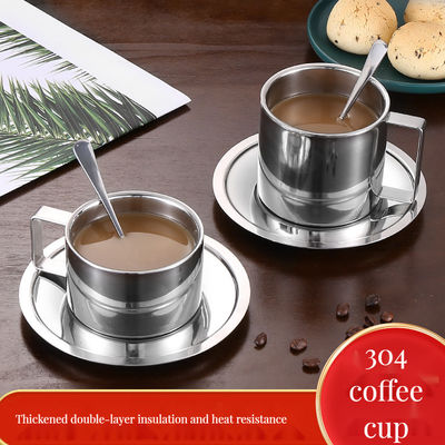 Design Style Luxury Style Set di tazze da caffè in ceramica con cucchiaio e vassoio in acciaio inossidabile