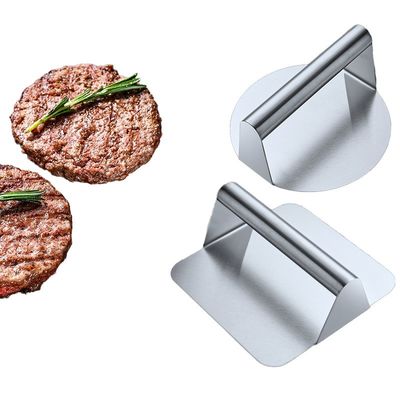 Stainless Steel Burger Smasher Tool per barbecue all'aperto giardino domestico e campeggio argento