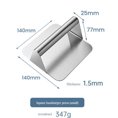 Stainless Steel Burger Smasher Tool per barbecue all'aperto giardino domestico e campeggio argento