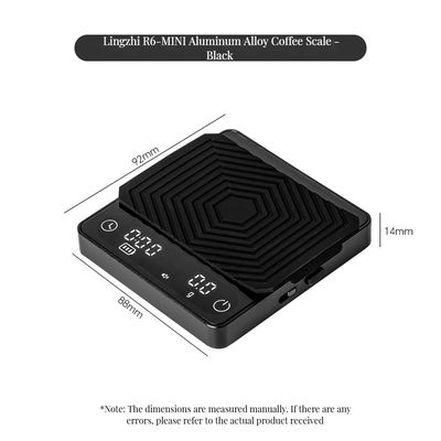 Scala digitale del caffè 2kg/0.1g Dimensione personalizzata Timer ricaricabile ABS Design per attrezzi da tè