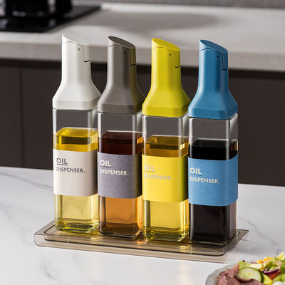 Bottina di olio in vetro da 500 ml con moderno design anti-fuga e versatore di salsa
