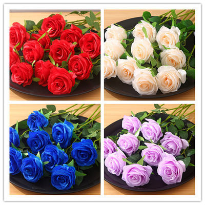 Fiori di seta artificiali di rosa polverosa a 9 teste per il matrimonio e la decorazione della festa della mamma