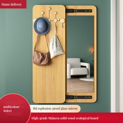 Camera Spazio Dormitorio Custom fai-da-te in legno Dispositivo specchio Cornice murale con scaffale per ganci appesi