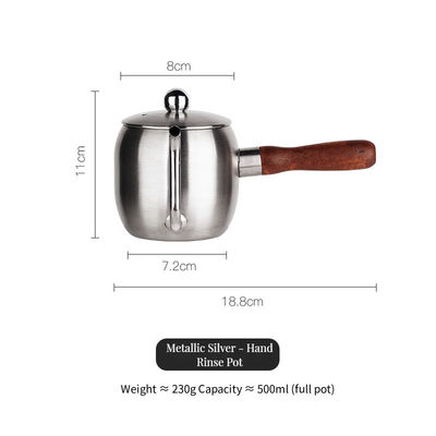 Pottina da caffè in acciaio inossidabile 304 a bocca lunga con capacità di 500 ml e maniglia di legno