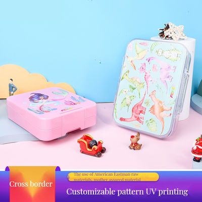 Blue Dual-Tier Kids School Lunch Box con alimenti di grado silicone sigillo anello di plastica Bento accessori