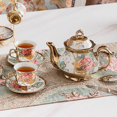 Tipo di utensili da bere Set di caffè e tè Etiope Porcellana a bordo oro Kftz46