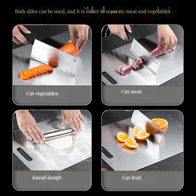 Tavola di taglio a doppio lato in acciaio inossidabile e blocco di taglio in bambù per utensili da cucina resistenti