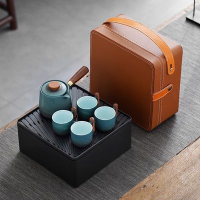 Set di tazzine da tè in legno e vetro per l'esperienza della cerimonia tradizionale del tè di Kung Fu