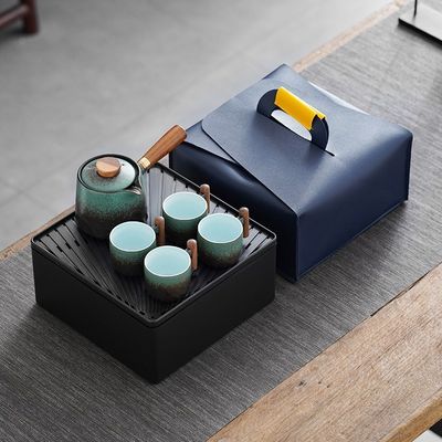 Set di tazzine da tè in legno e vetro per l'esperienza della cerimonia tradizionale del tè di Kung Fu