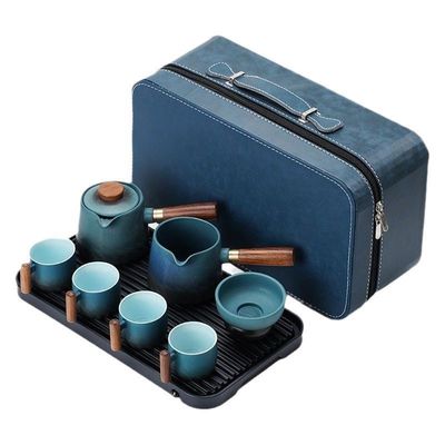 300 ml di set di tè in ceramica per viaggiatori con maniglia laterale rimovibile e design moderno