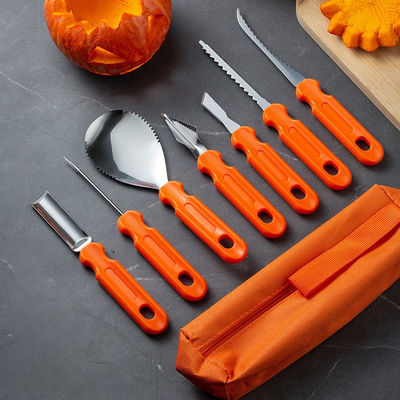 10 pezzi Halloween Pumpkin Carving Kit Strumenti manuali in metallo durevoli per la scultura di verdure