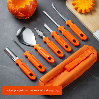 10 pezzi Halloween Pumpkin Carving Kit Strumenti manuali in metallo durevoli per la scultura di verdure