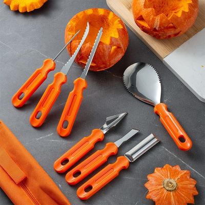 10 pezzi Halloween Pumpkin Carving Kit Strumenti manuali in metallo durevoli per la scultura di verdure
