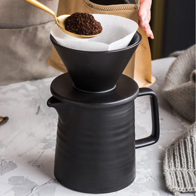 Matte Black Vintage Ceramic Coffee Dripper Set per la casa Hotel Ristorante e ufficio