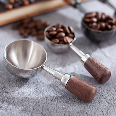 15 ml 30 ml di cucchiai da caffè in acciaio inossidabile con manico a noce