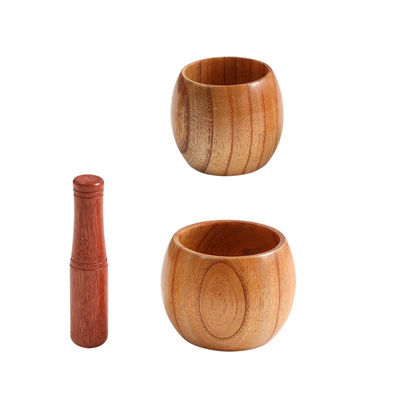 Mortaio di legno e pestole per macinare le erbe Aglio Noci Spezie essenziali 1 pezzo