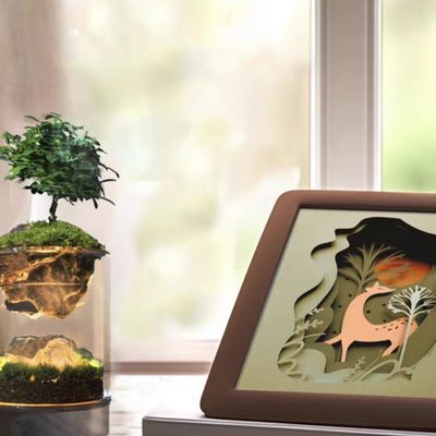 Lampada di serra in fibra di vetro per pavimenti di bonsai moderni / decorazioni di centri commerciali