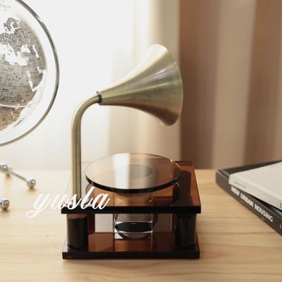 Abstract Pattern Luxury Ash Crystal Record Player Ornament per la scultura di decorazioni interne
