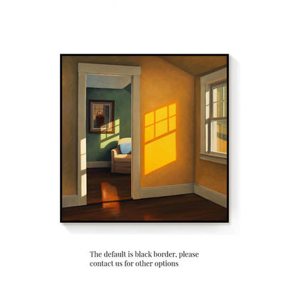 Cornice nera e dorata "Sunshine Window" Natura morta Pittura su tela Formato cintura di scala