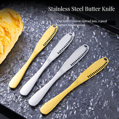Silver Top Sale Acciaio inossidabile coltello per il burro Titanio Placcato Manico Lungo Barbecue Spatola di burro Spatula Crema da Tavola Occidentale Coltello Decorativo