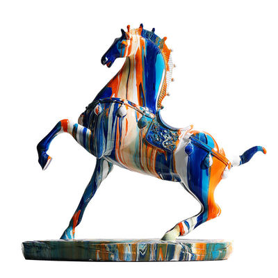 Disegno di mimetizzazione di taglia personalizzata Scultura di cavallo in resina per le occasioni di congratulazioni