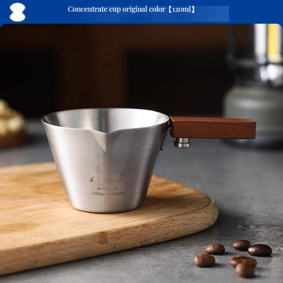 120 ml di acciaio inossidabile Espresso Shot Coppa di misura con maniglia di becco Strumento di plastica