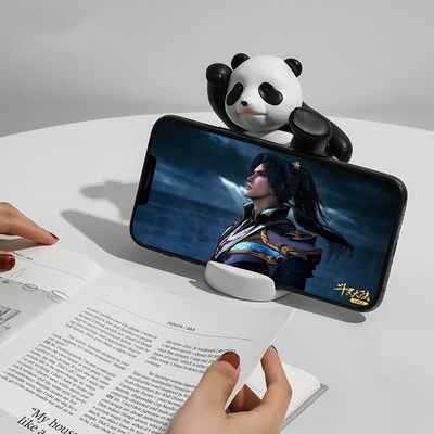 Home Decoration Pieces Luxury Regolabile Bambù Stand per telefono e tablet Cute Panda Resin Holder