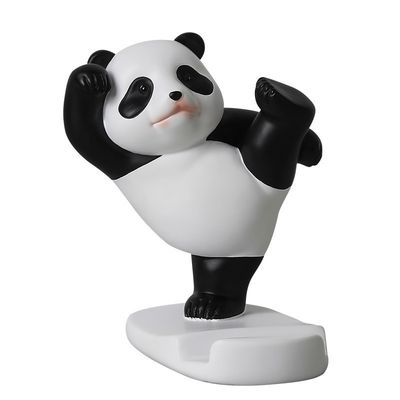 Stand in stile Art Deco a tema Panda Stand in resina di bambù regolabile per telefoni e tablet
