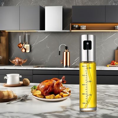 Spruzzatore di olio d'oliva in acciaio inossidabile e vetro per utensili da cucina da campeggio 17,8*4cm