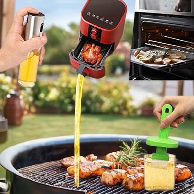Spruzzatore di olio d'oliva in acciaio inossidabile e vetro per utensili da cucina da campeggio 17,8*4cm