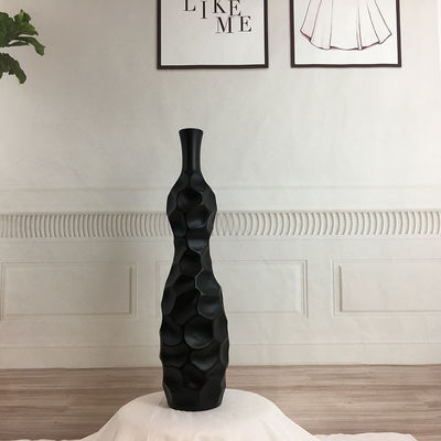 Vaso di fiori in pietra ceramica sottile di 16 pollici di altezza in bianco grigio opaco per vaso da tavolo