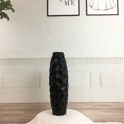 Vaso di fiori in pietra ceramica sottile di 16 pollici di altezza in bianco grigio opaco per vaso da tavolo