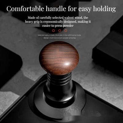 58mm Barista Coffee Tamper Set con maniglia in legno massello e base a ondulazione in acciaio inossidabile