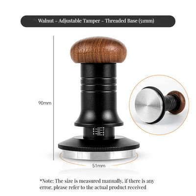 Home Espresso profondità regolabile Stainless Steel Ripple Base Caffè Tamper con maniglia in legno massello 51/53/58mm Set