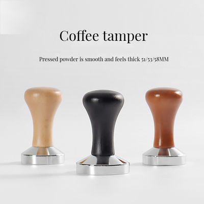 Acciaio inossidabile Espresso Tamper con manico in legno 51mm 53mm 58mm Dimensioni Tipo ceramico Osso