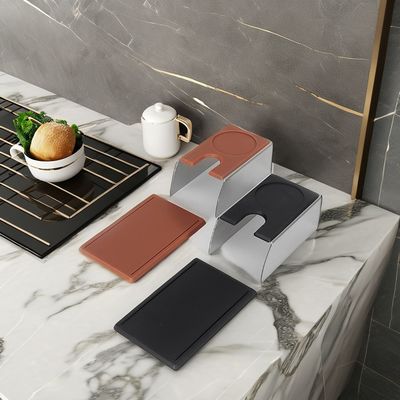 Tavolo per caffettiere Barista Espresso Tenitore di manovra con base in plastica e acciaio inossidabile nero