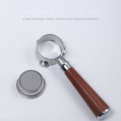 Portafiltro Espresso a maniglia in ceramica da 51 mm con maniglia in legno e design in acciaio inossidabile