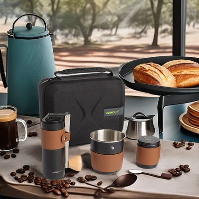 Set di caffè in acciaio inossidabile sostenibile Concepimento compatto Macchine per la macinazione a mano portatili in vetro