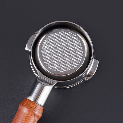 Portafiltro senza fondo da 54 mm con maniglia in legno Portabile Espresso Edizione argento