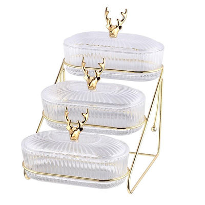 Torno a scuola Essential Dazzling Glass Deer Tray Set per le feste in cucina