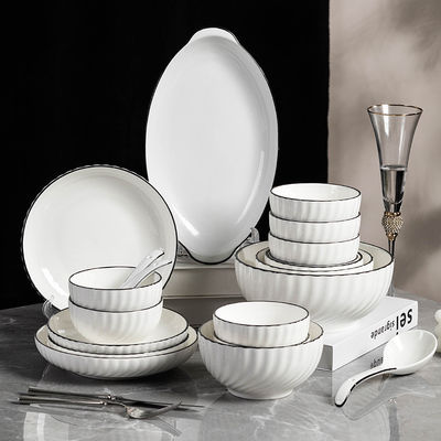 Home Hotel Ristorante Matrimoni Ceramica Porcellana Bianco Plate Bowl Set colore personalizzato