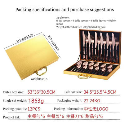 Sostenibile Acciaio Inossidabile 24pcs Set di posate per Casa Hotel Ristorante Matrimoni