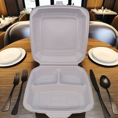 Scatole da pranzo in plastica quadrata bianca contenitori alimentari compatti con coperchi di sicurezza a microonde