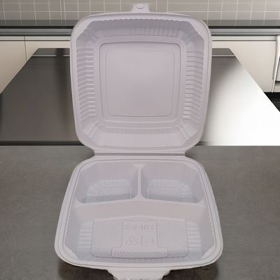 Scatole da pranzo in plastica quadrata bianca contenitori alimentari compatti con coperchi di sicurezza a microonde