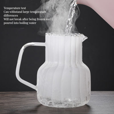 Cisterna di vetro portatile di design classico e coperchio in legno a righe per tè al limone Acqua da caffè